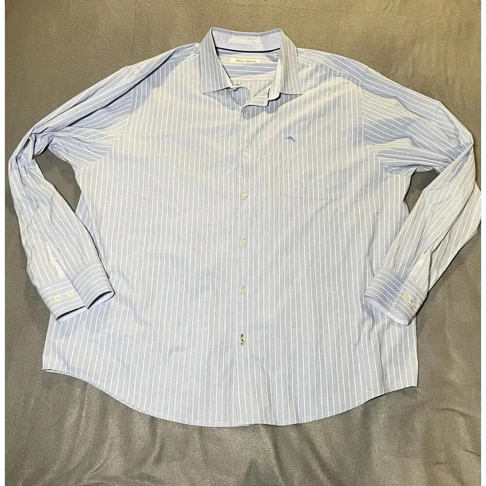 Tommy Bahama Mens Blue Striped The Newport Coast Button Up Shirt‎ Size Medium
